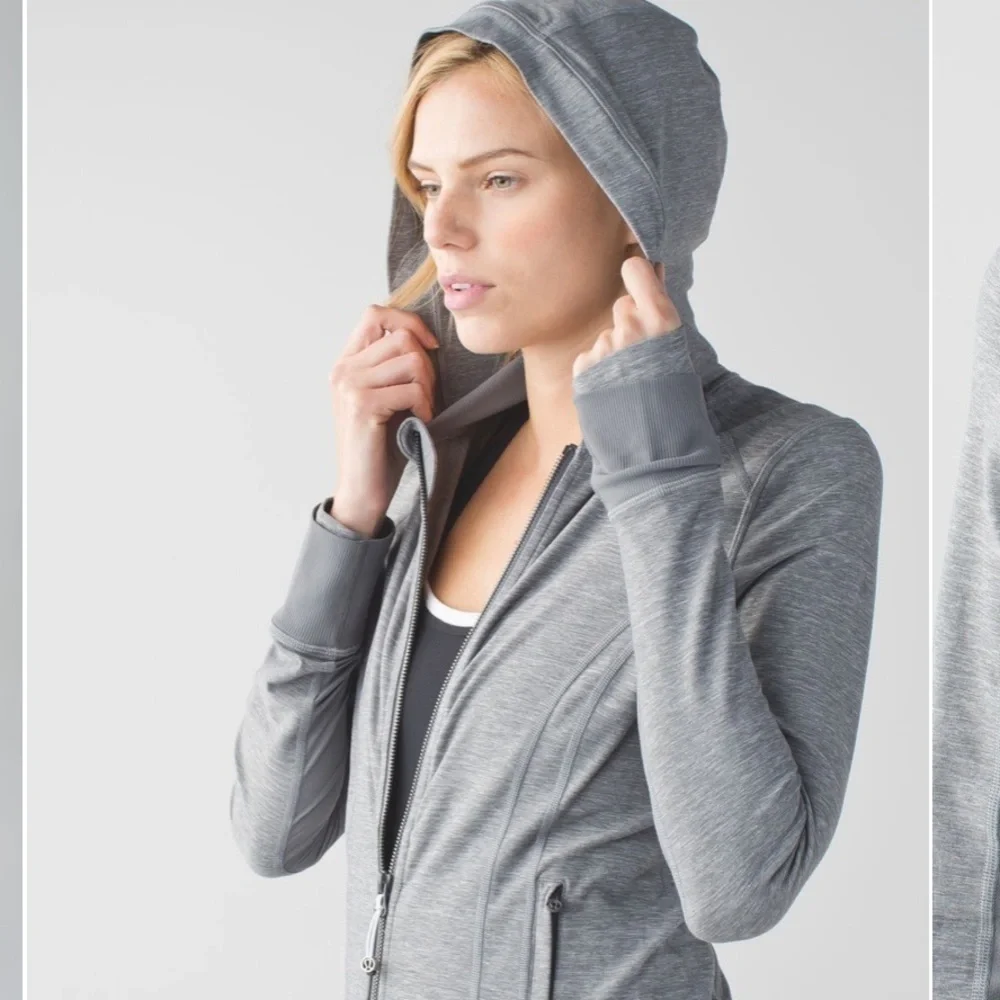 Lululemon Daily Practice Hooded Jacket Heathered Slate Gray Long Line